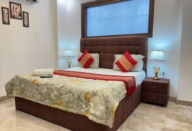 Premium fully furnished apartment interior at Divine India Service Apartments located in Delhi, Saket, and Noida